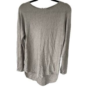 Joan Vass Cashmere Blend Scoop Neck High Low Stocking Stitch Knit Sweater M